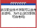 武汉职业技术学院可以自考去读吗，为什么(武汉职院可自考吗)