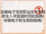 安徽电子信息职业技术学院新生入学报道时间和指南(安徽电子新生报到指南)