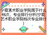 宁夏艺术职业学院属于什么档次，专业排行分析(宁夏艺术职业学院档次专业排行)
