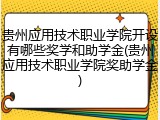 贵州应用技术职业学院开设有哪些奖学和助学金(贵州应用技术职业学院奖助学金)