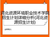 河北资源环境职业技术学院招生计划详细分析(河北资源招生计划)