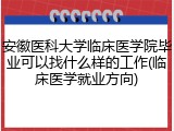 安徽医科大学临床医学院毕业可以找什么样的工作(临床医学就业方向)