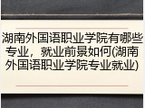 湖南外国语职业学院有哪些专业，就业前景如何(湖南外国语职业学院专业就业)