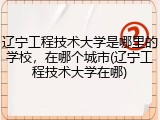 辽宁工程技术大学是哪里的学校，在哪个城市(辽宁工程技术大学在哪)