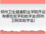 郑州卫生健康职业学院开设有哪些奖学和助学金(郑州卫院奖助学金)