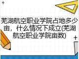 芜湖航空职业学院占地多少亩，什么情况下成立(芜湖航空职业学院亩数)