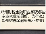 郑州财税金融职业学院哪些专业就业前景好，为什么(郑州财税金融好就业专业)