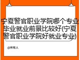 宁夏警官职业学院哪个专业毕业就业前景比较好(宁夏警官职业学院好就业专业)