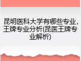 昆明医科大学有哪些专业，王牌专业分析(昆医王牌专业解析)
