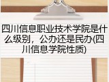 四川信息职业技术学院是什么级别，公办还是民办(四川信息学院性质)