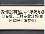 贵州建设职业技术学院有哪些专业，王牌专业分析(贵州建院王牌专业)