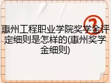 惠州工程职业学院奖学金评定细则是怎样的(惠州奖学金细则)