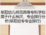 阜阳幼儿师范高等专科学校属于什么档次，专业排行分析(阜阳幼专专业排行)