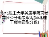 华北理工大学冀唐学院高考需多少分能录取呢(华北理工冀唐录取分数)
