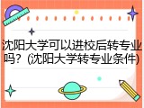 沈阳大学可以进校后转专业吗？(沈阳大学转专业条件)