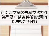 河南医学高等专科学校招生类型及申请条件解读(河南医专招生条件)