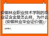 安徽林业职业技术学院的毕业证含金量怎么样，为什么(安徽林业毕业证价值)