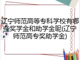 辽宁师范高等专科学校有哪些奖学金和助学金呢(辽宁师范高专奖助学金)