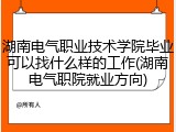 湖南电气职业技术学院毕业可以找什么样的工作(湖南电气职院就业方向)