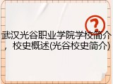 武汉光谷职业学院学校简介，校史概述(光谷校史简介)