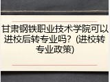 甘肃钢铁职业技术学院可以进校后转专业吗？(进校转专业政策)