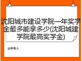 沈阳城市建设学院一年奖学金最多能拿多少(沈阳城建学院最高奖学金)