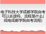 电子科技大学成都学院自考可以去读吗，流程是什么(成电成都学院自考流程)