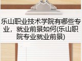 乐山职业技术学院有哪些专业，就业前景如何(乐山职院专业就业前景)