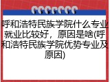 呼和浩特民族学院什么专业就业比较好，原因是啥(呼和浩特民族学院优势专业及原因)