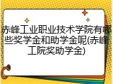 赤峰工业职业技术学院有哪些奖学金和助学金呢(赤峰工院奖助学金)