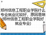 郑州信息工程职业学院什么专业就业比较好，原因是啥(郑州信息工程职业学院好就业专业)