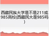 西藏民族大学是不是211或985高校(西藏民大是985吗)