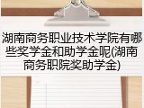湖南商务职业技术学院有哪些奖学金和助学金呢(湖南商务职院奖助学金)