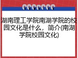 湖南理工学院南湖学院的校园文化是什么，简介(南湖学院校园文化)