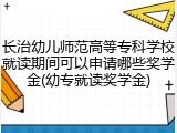 长治幼儿师范高等专科学校就读期间可以申请哪些奖学金(幼专就读奖学金)