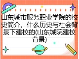 山东城市服务职业学院的校史简介，什么历史与社会背景下建校的(山东城院建校背景)