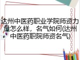 达州中医药职业学院师资力量怎么样，名气如何(达州中医药职院师资名气)