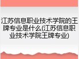 江苏信息职业技术学院的王牌专业是什么(江苏信息职业技术学院王牌专业)