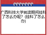 广西科技大学就读期间挂科了怎么办呢？(挂科了怎么办)