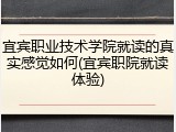 宜宾职业技术学院就读的真实感觉如何(宜宾职院就读体验)