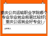 重庆公共运输职业学院哪个专业毕业就业前景比较好(重庆公运就业好专业)