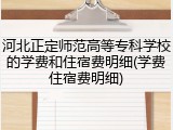 河北正定师范高等专科学校的学费和住宿费明细(学费住宿费明细)