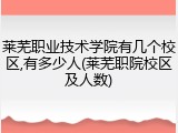 莱芜职业技术学院有几个校区,有多少人(莱芜职院校区及人数)