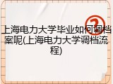 上海电力大学毕业如何调档案呢(上海电力大学调档流程)