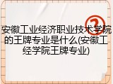 安徽工业经济职业技术学院的王牌专业是什么(安徽工经学院王牌专业)