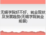 无锡学院好不好，就业现状及发展趋势(无锡学院就业前景)