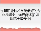 许昌职业技术学院最好的专业是哪个，详细阐述(许昌职院王牌专业)
