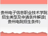 贵州电子信息职业技术学院招生类型及申请条件解读(贵州电院招生条件)