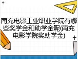 南充电影工业职业学院有哪些奖学金和助学金呢(南充电影学院奖助学金)