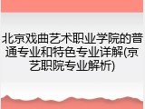 北京戏曲艺术职业学院的普通专业和特色专业详解(京艺职院专业解析)